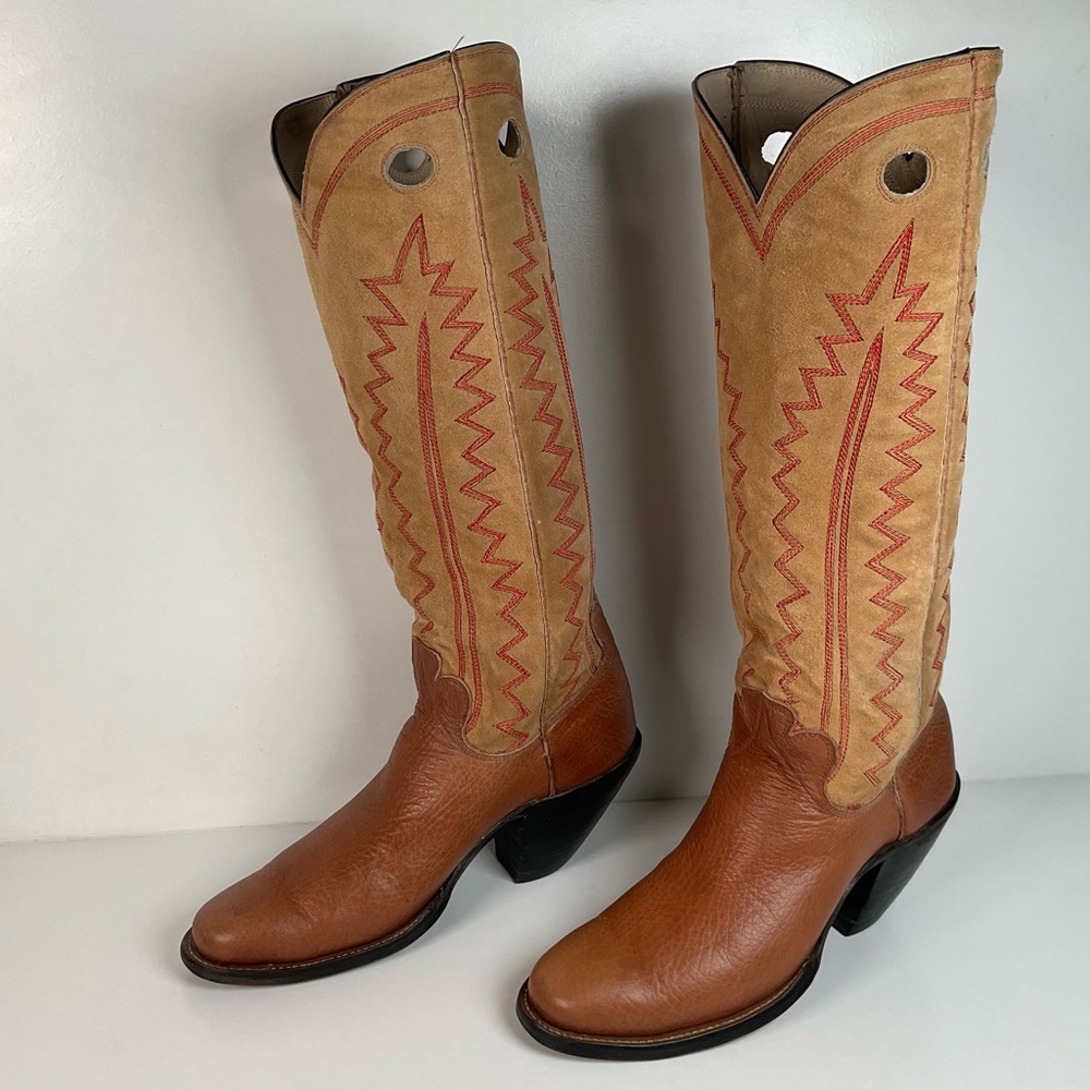 Custom Buckaroo Cowboy Boots | Tall Top | Rough Out Suede Shaft | Men’s 11